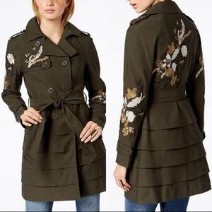 INC International Concepts Floral Embroidered Trench Coat